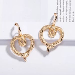 Gold Heart Shaped Snake Dangle Drop Earrings Trend
